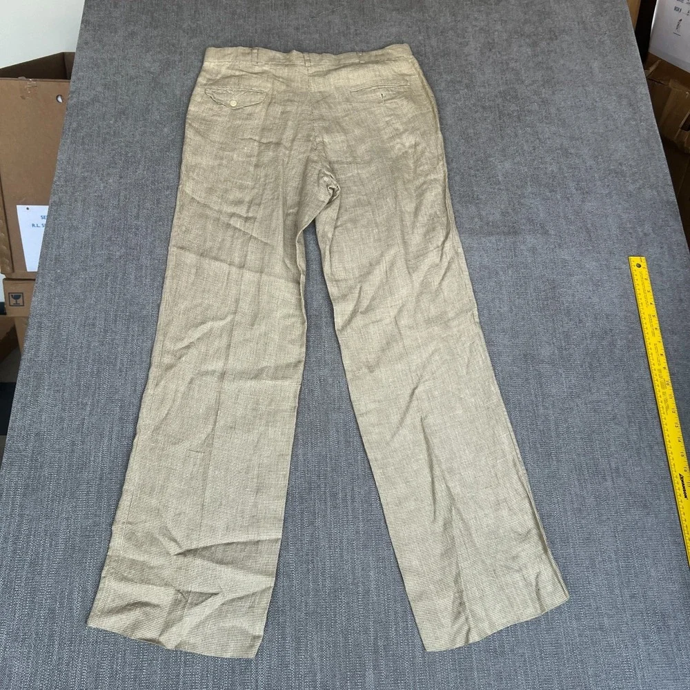 Polo Ralph Lauren Dress Pants Mens 36x36 Tan Houndstooth Pleated Straight Leg